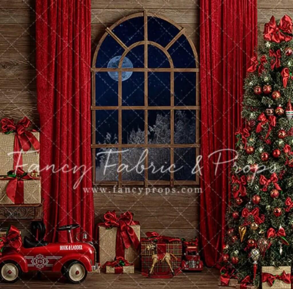 Christmas backdrop red rom